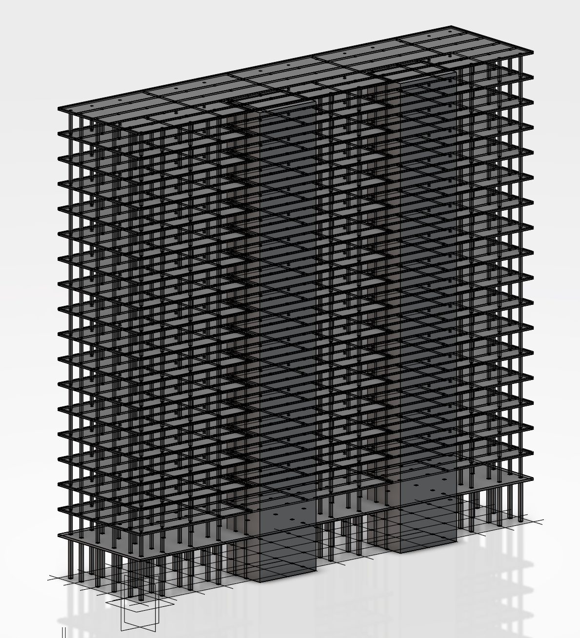 3D structural model of a mass timber building
